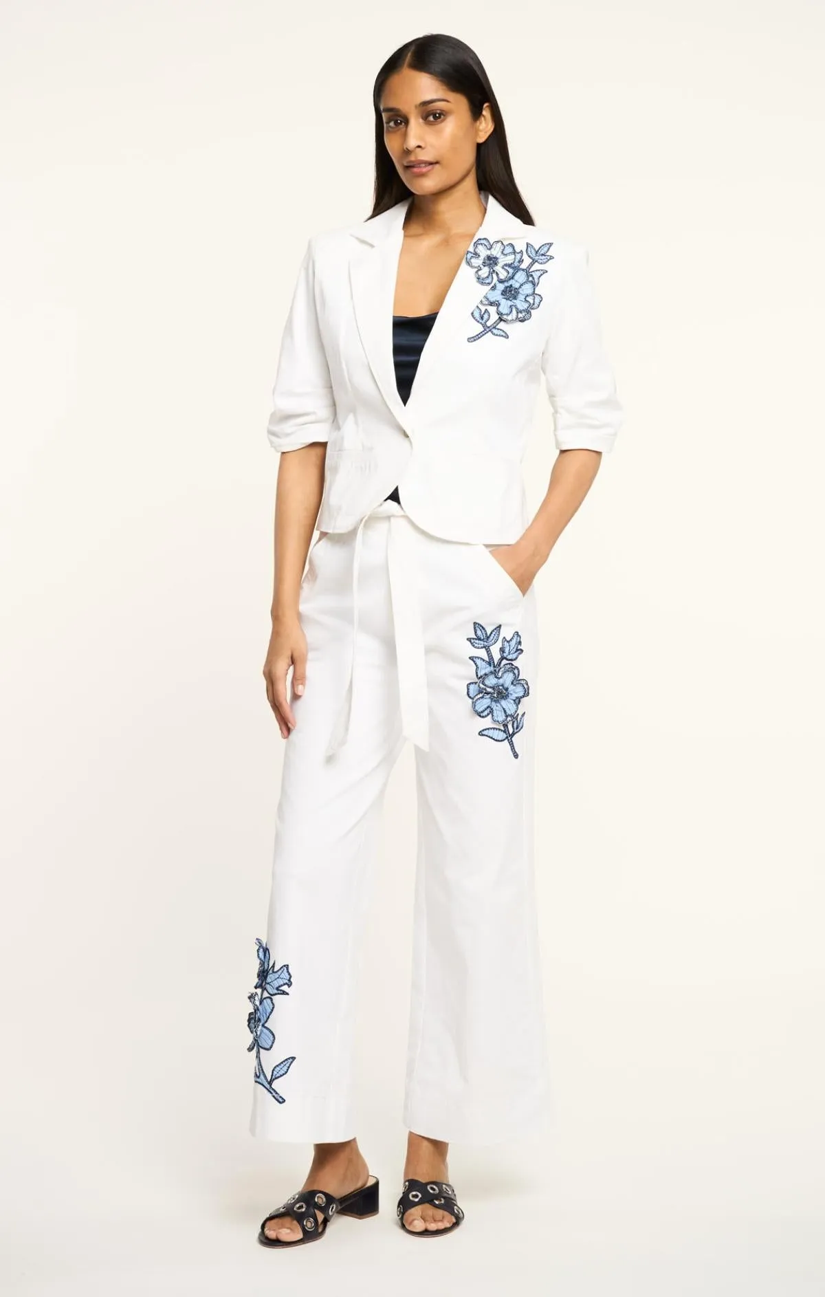 Striped Floral Short Sleeve Petit Khloe Blazer sold by cinq a sept product image thumbnail 5