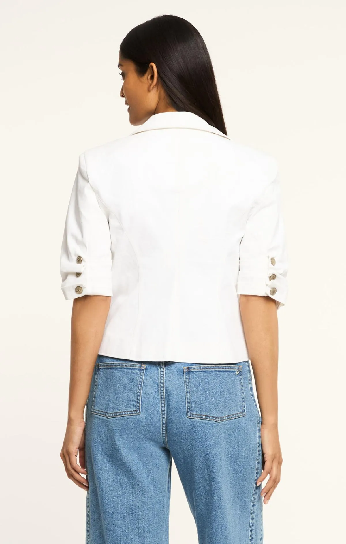 Striped Floral Short Sleeve Petit Khloe Blazer sold by cinq a sept product image thumbnail 4