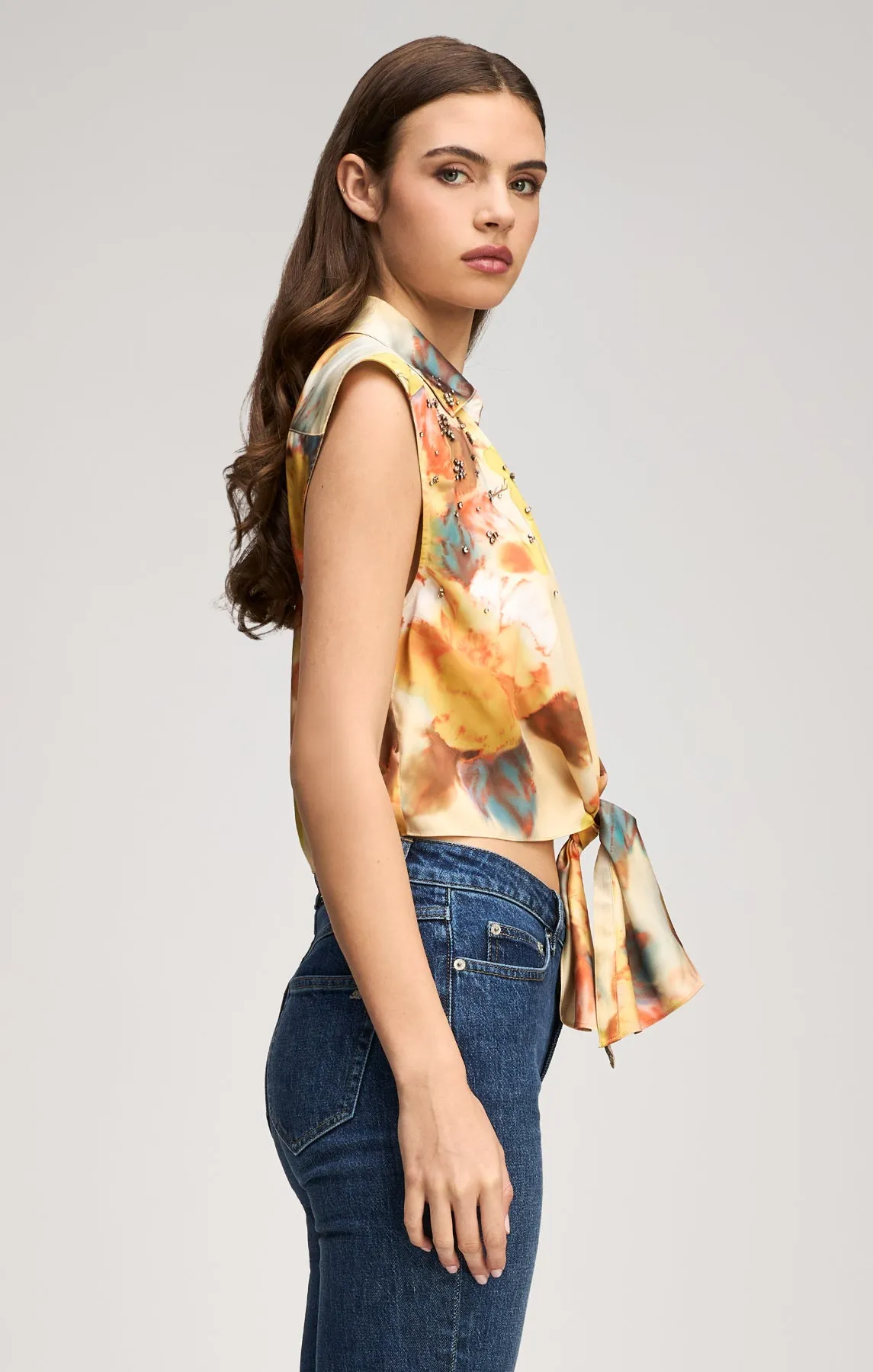 Watercolor Floral Sleeveless Marianna Top sold by cinq a sept product image thumbnail 4