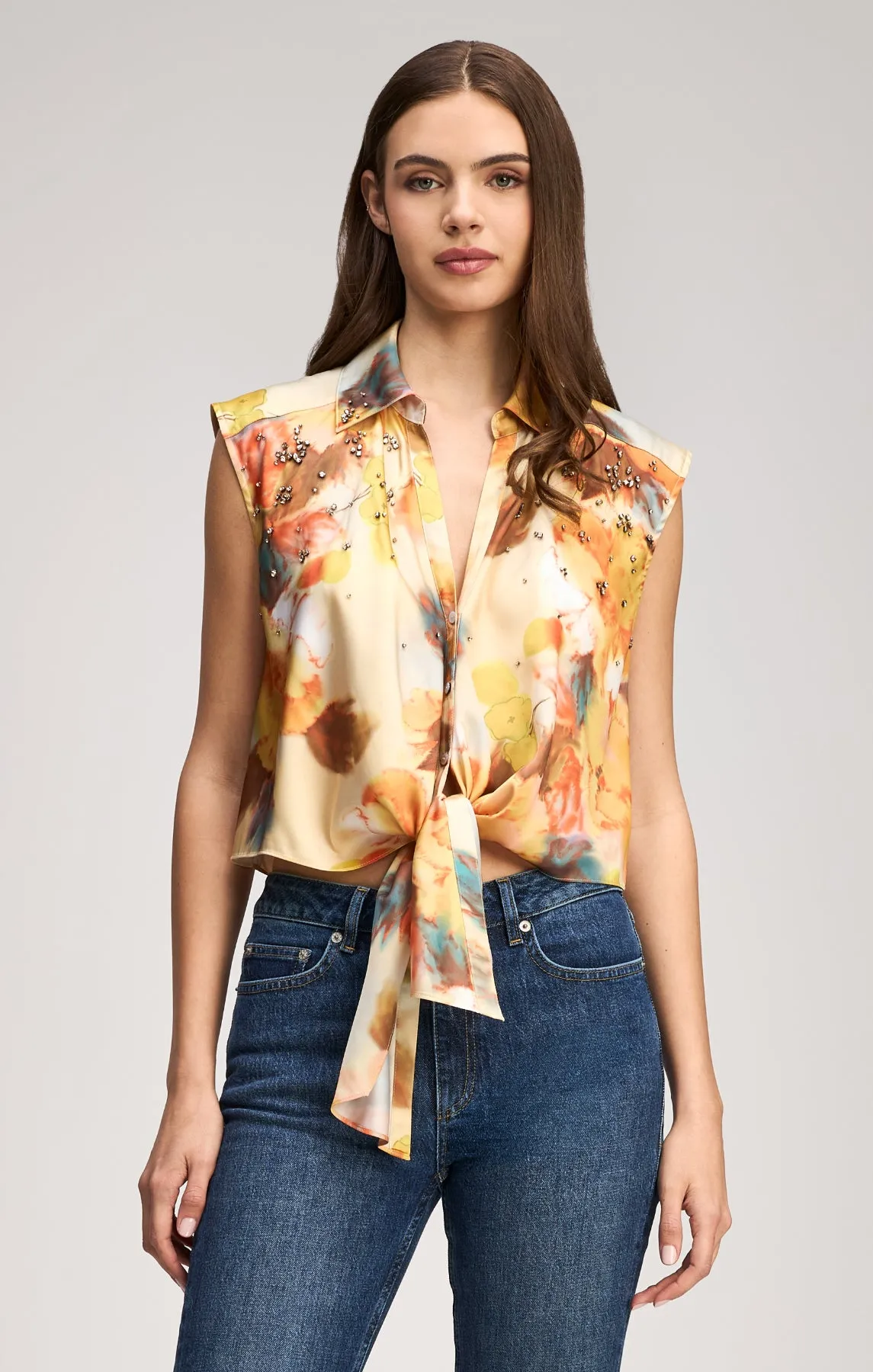 Watercolor Floral Sleeveless Marianna Top sold by cinq a sept product image thumbnail 3