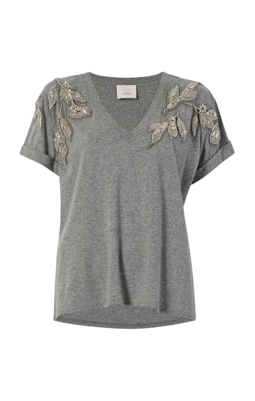 Crystal Floral Vneck Bree Tee sold by cinq a sept