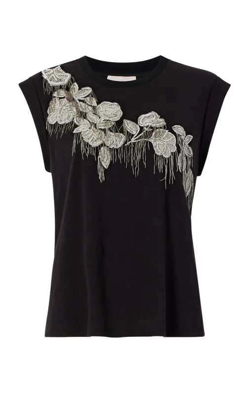 Mesh Floral Bella Tee sold by cinq a sept
