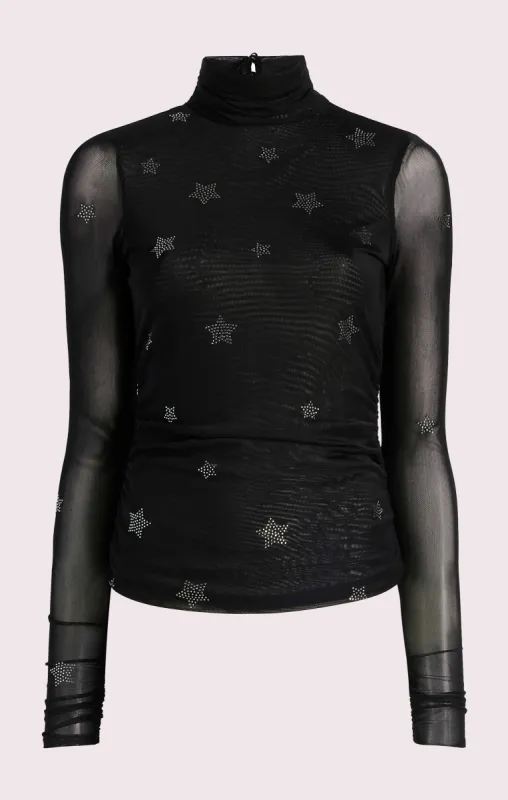 Star Shirred Mesh Turtleneck sold by cinq a sept