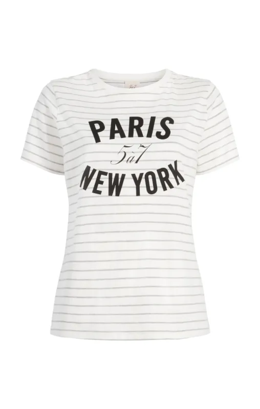 Melange Stripe Paris New York Tee sold by cinq a sept