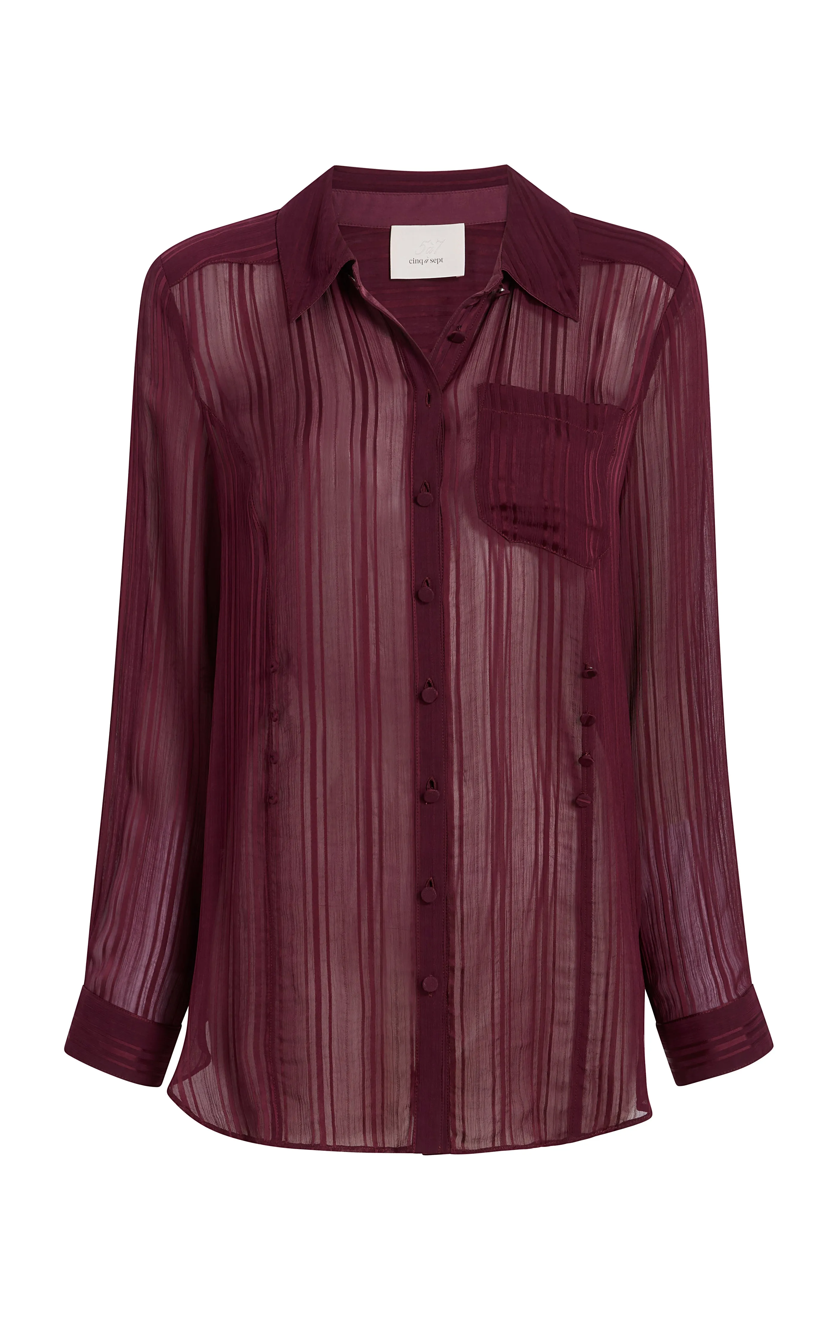 Sheer Stripe Shirred Kandice Top sold by cinq a sept