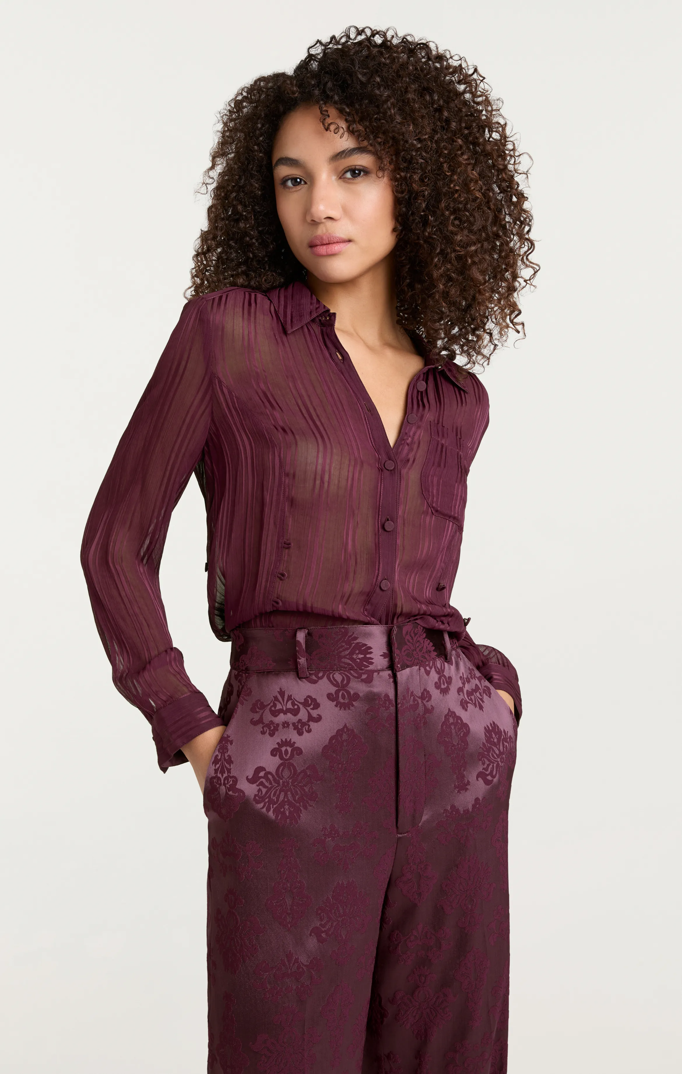 Sheer Stripe Shirred Kandice Top sold by cinq a sept product image thumbnail 2