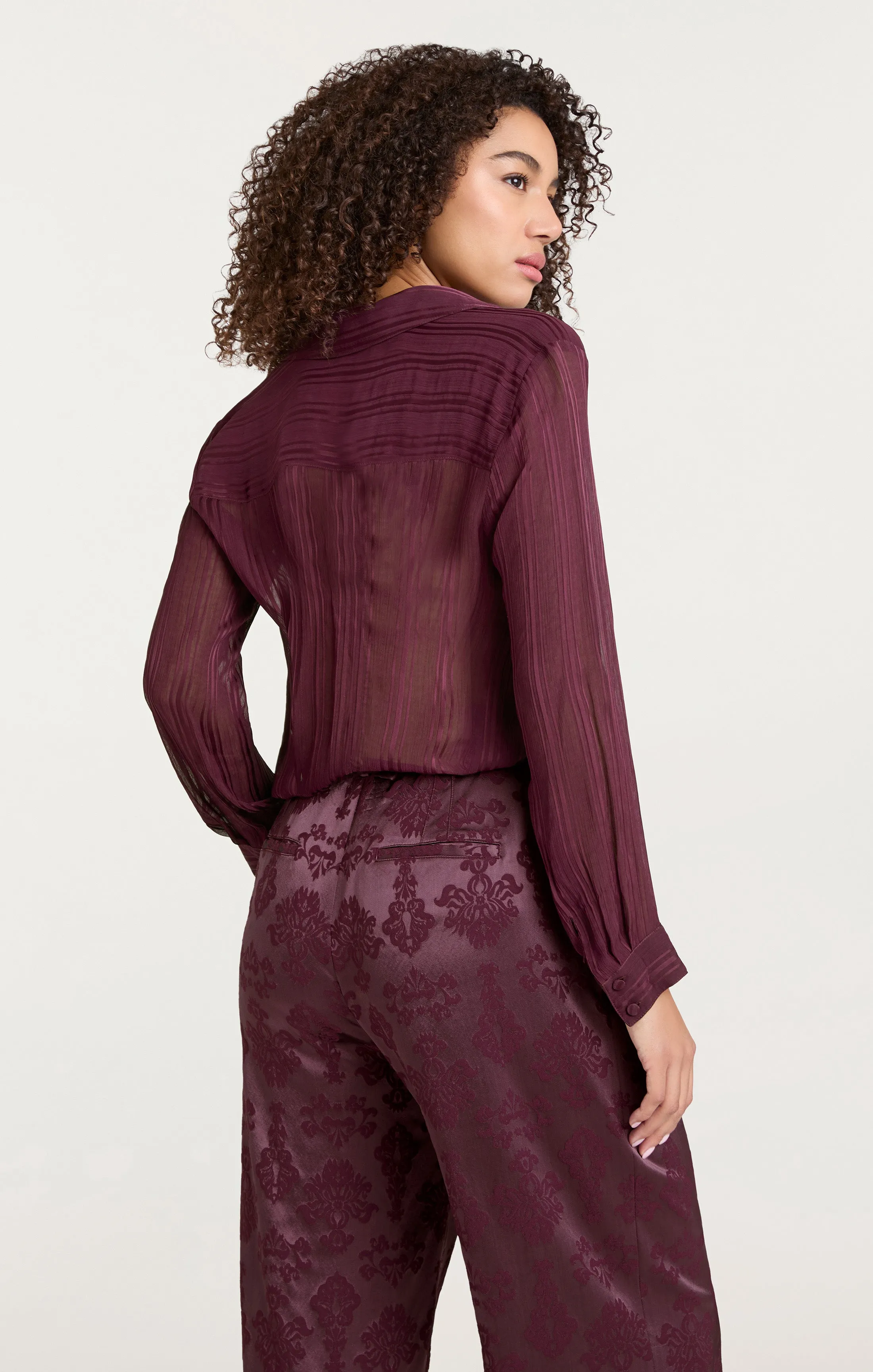 Sheer Stripe Shirred Kandice Top sold by cinq a sept product image thumbnail 5