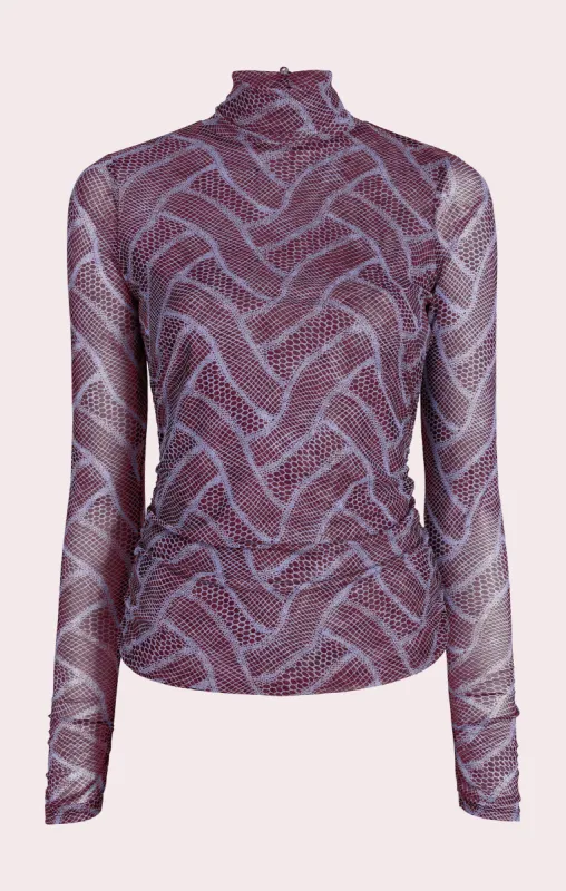 Shirred Mesh Turtleneck sold by cinq a sept