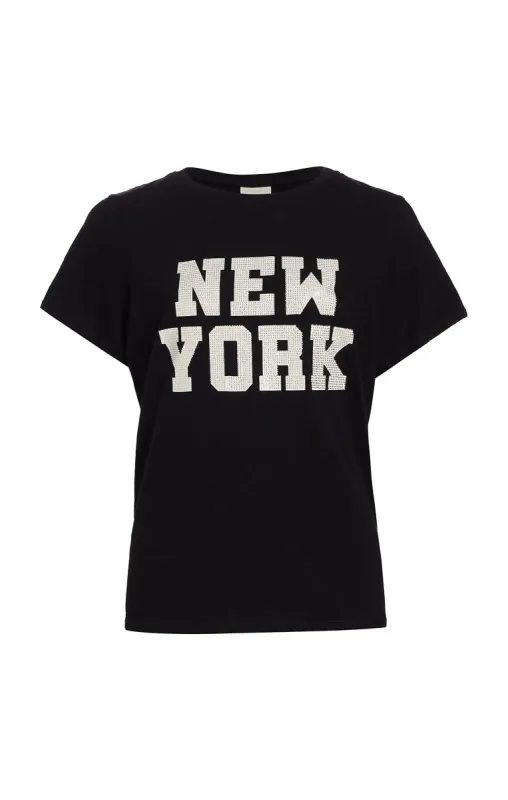 Rhinestone Paris New York Tee sold by cinq a sept