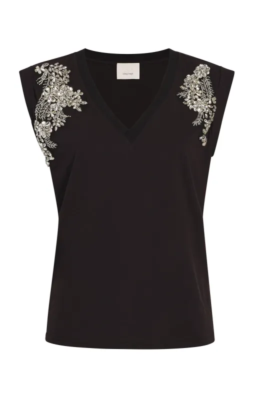 Crystal Ivy Embellished Bella Tee sold by cinq a sept