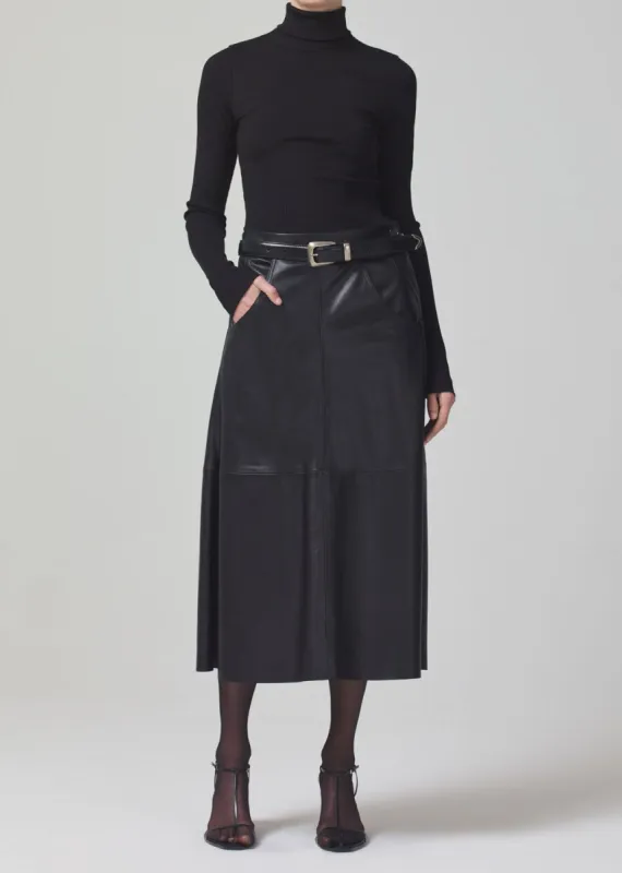 Aria Seamed Leather Skirt in Black sold by Citizens Of Humanity
