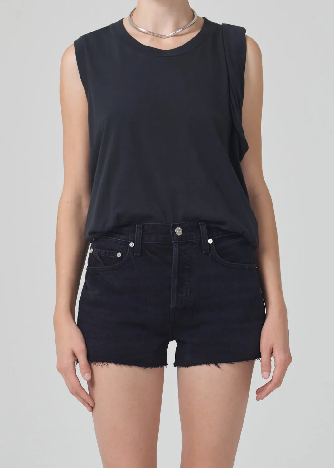 Kelsey Roll Sleeve Tee in Washed Black sold by Citizens Of Humanity