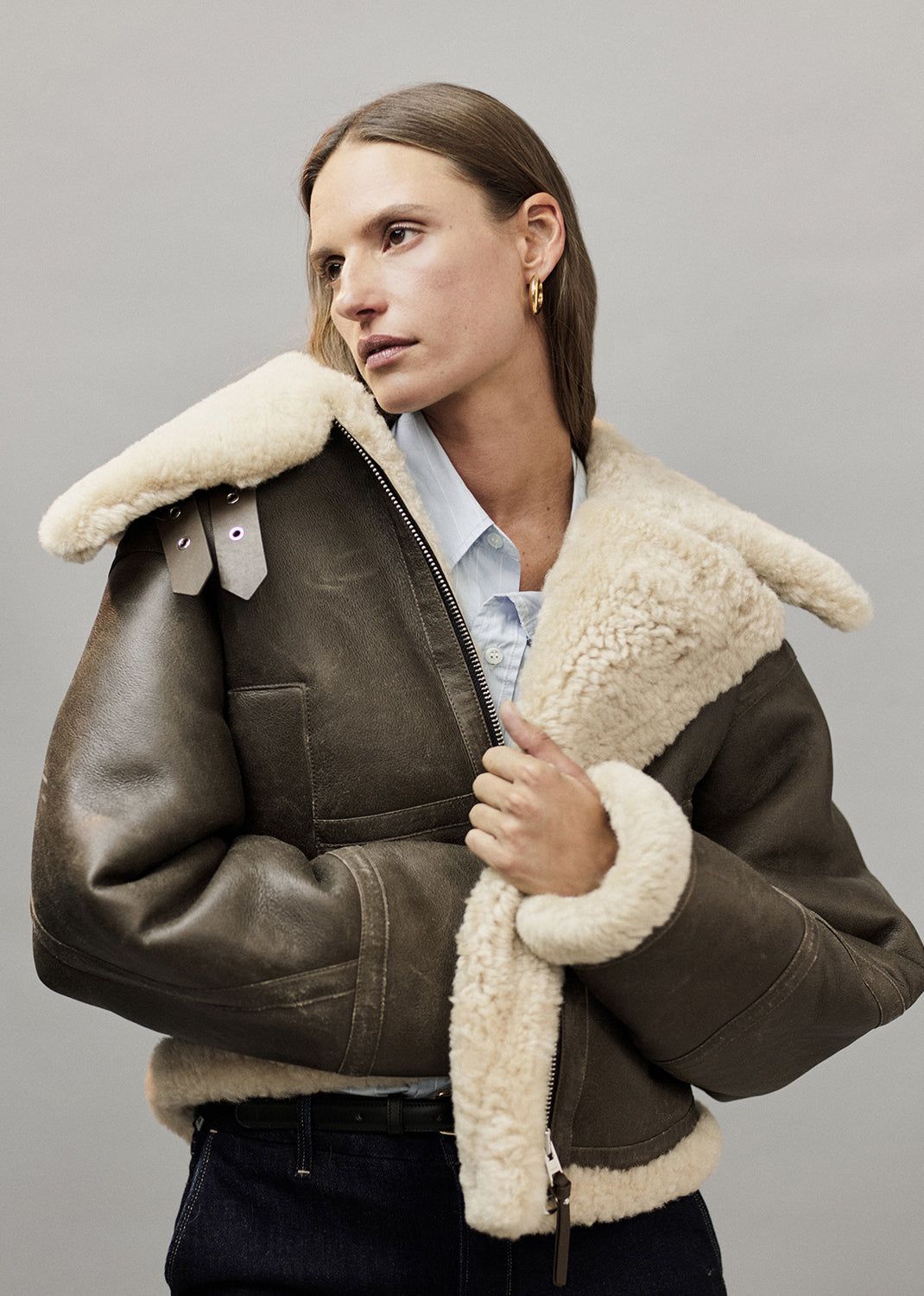 Liv Shearling Jacket in Mocha Brown Nappa sold by Citizens Of Humanity product image thumbnail 2
