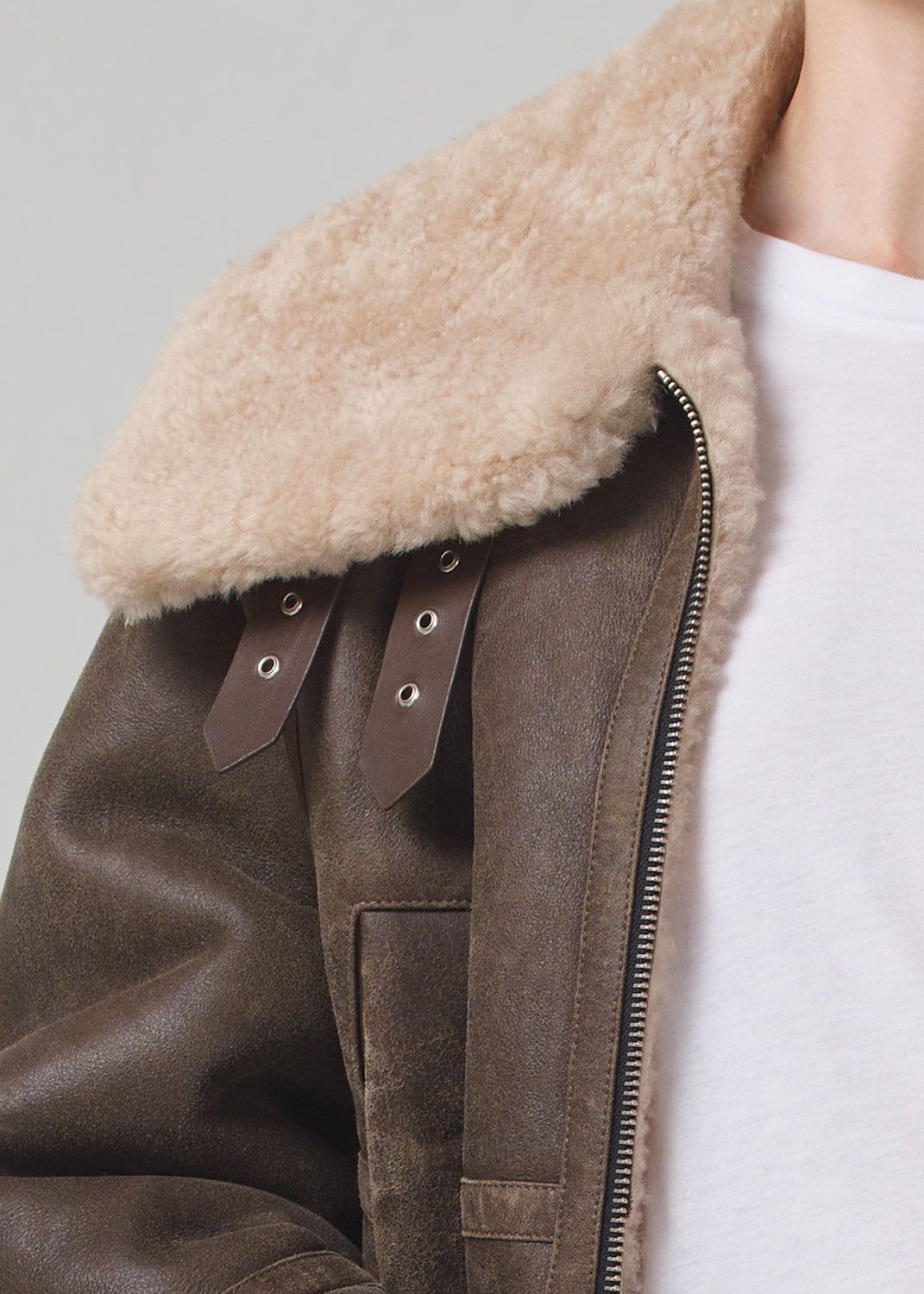 Liv Shearling Jacket in Mocha Brown Nappa sold by Citizens Of Humanity product image thumbnail 5