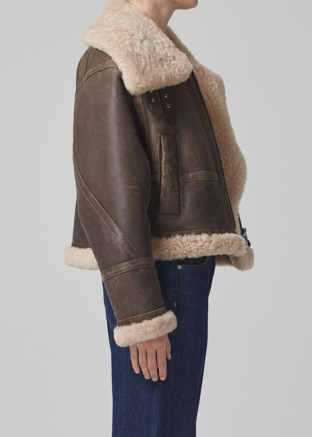 Liv Shearling Jacket in Mocha Brown Nappa sold by Citizens Of Humanity product image thumbnail 4