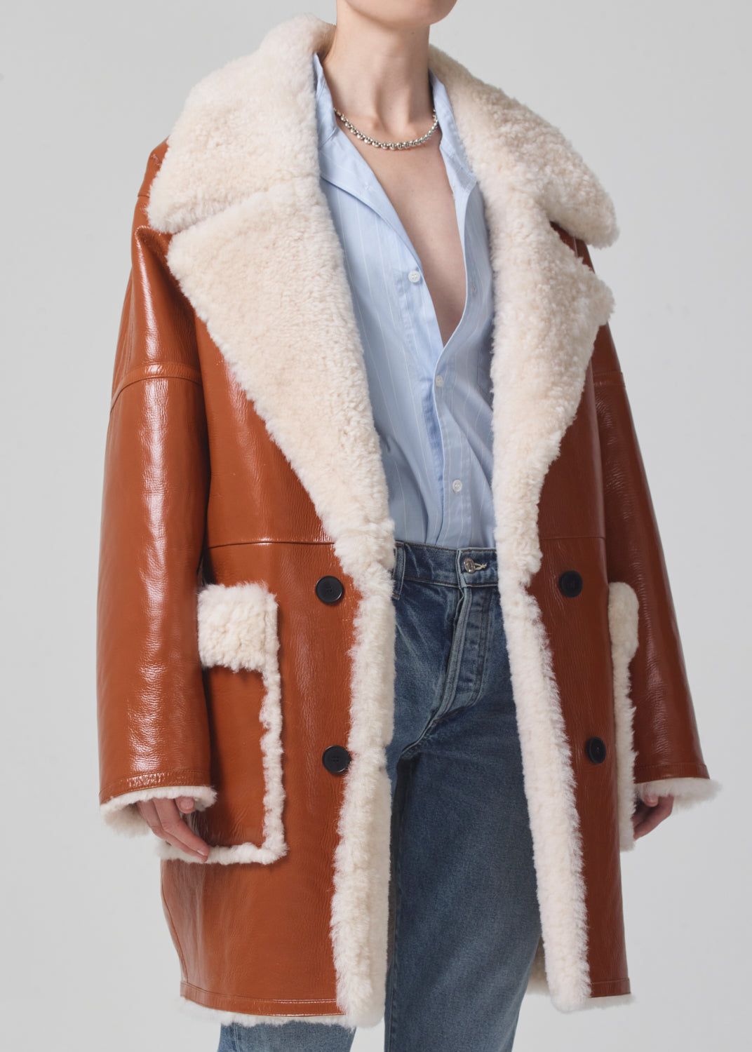 Elodie Shearling Coat in Camel Shiny Icelandic Merino sold by Citizens Of Humanity product image thumbnail 5