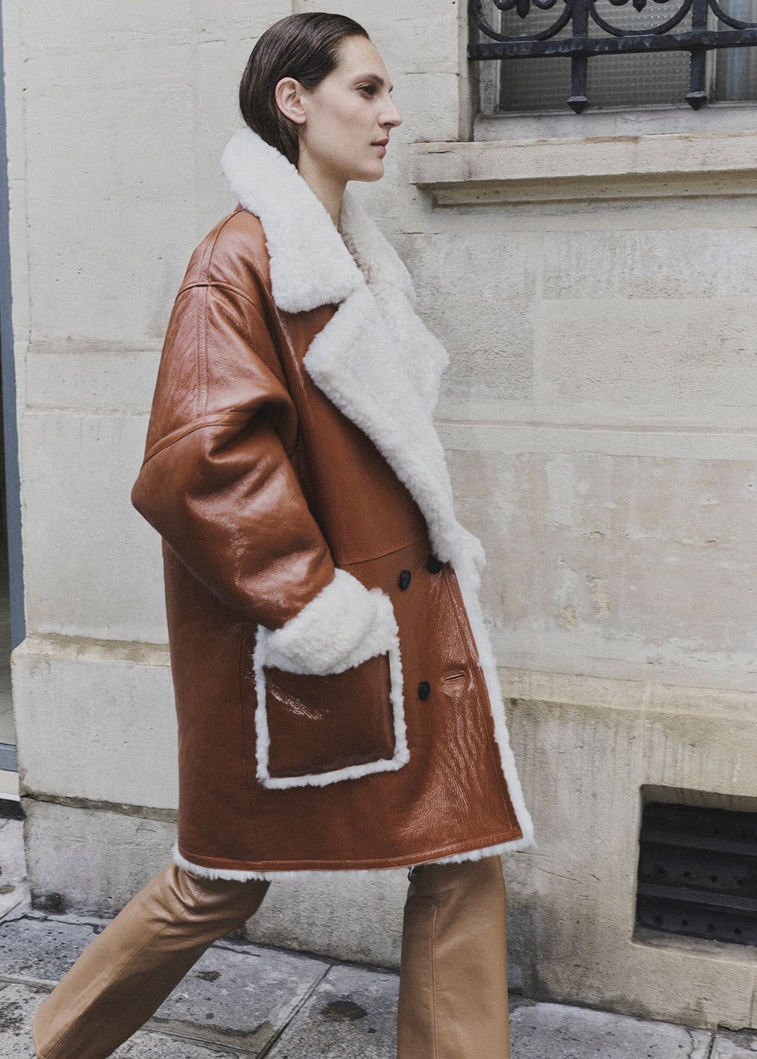 Elodie Shearling Coat in Camel Shiny Icelandic Merino sold by Citizens Of Humanity product image thumbnail 2