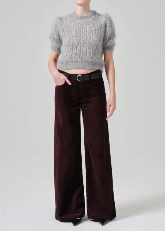 Lolli Mid Rise Baggy Velvet in Burgundy made by Citizens Of Humanity
