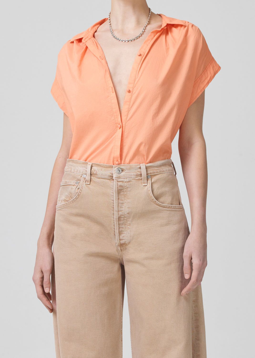 Penny Short Sleeve Blouse in Papaya sold by Citizens Of Humanity