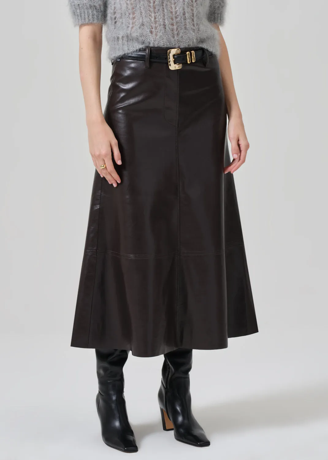 Cassia Leather Skirt in Chocolate Dark Brown sold by Citizens Of Humanity product image thumbnail 5