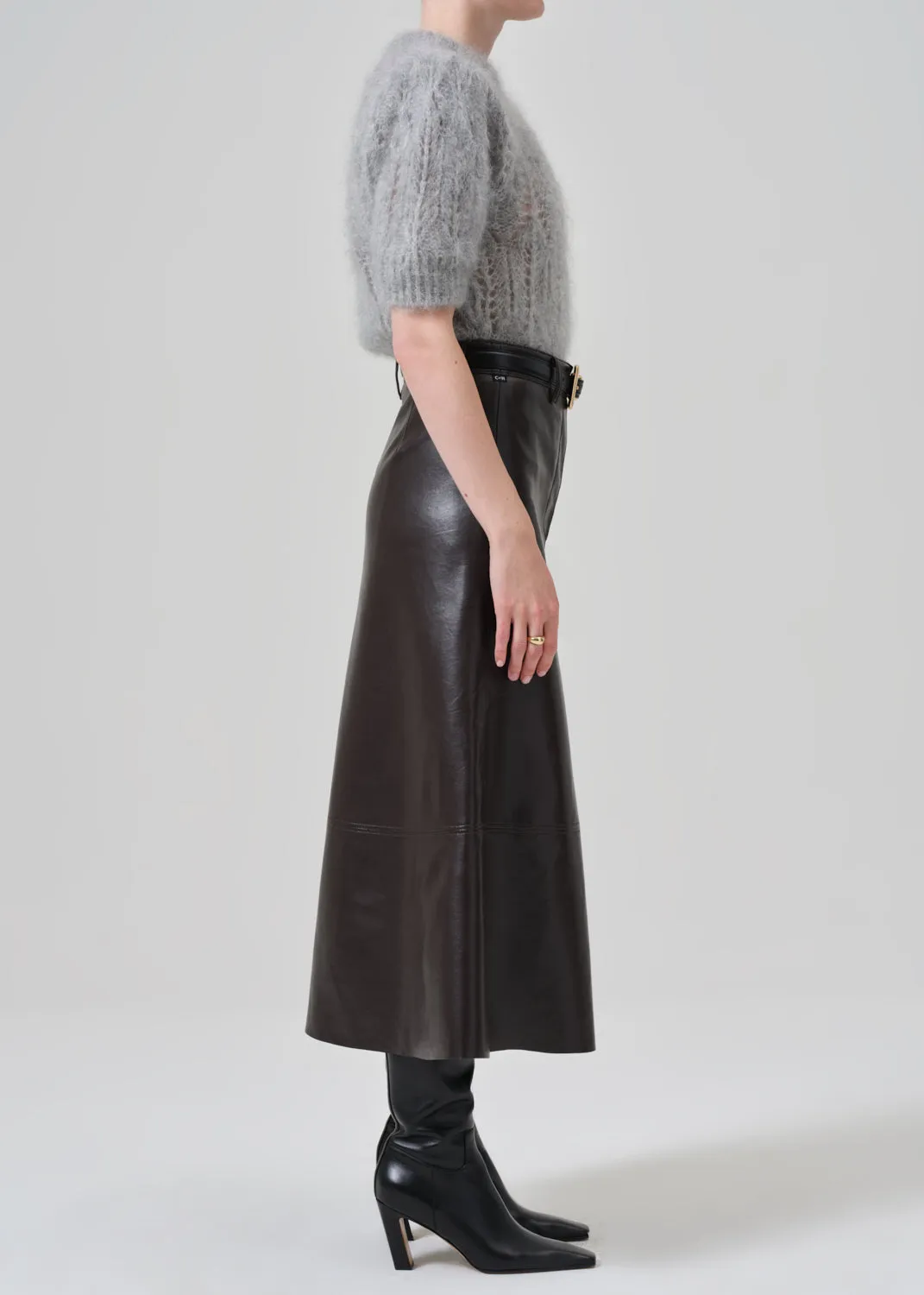 Cassia Leather Skirt in Chocolate Dark Brown sold by Citizens Of Humanity product image thumbnail 4