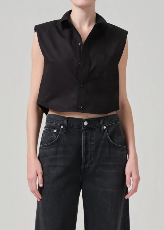 Anders Sleeveless With Shoulder Pads in Black made by Citizens Of Humanity