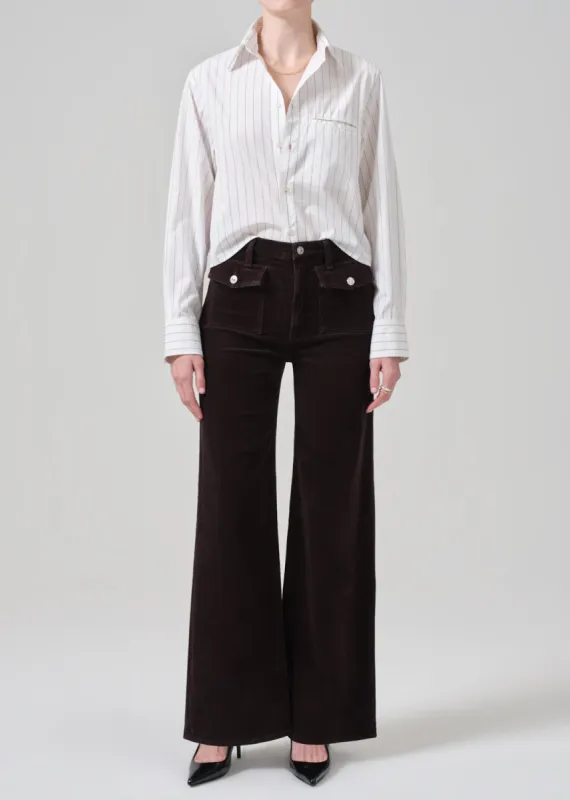 Raven Patch Pocket Wide Leg Corduroy in Clove sold by Citizens Of Humanity