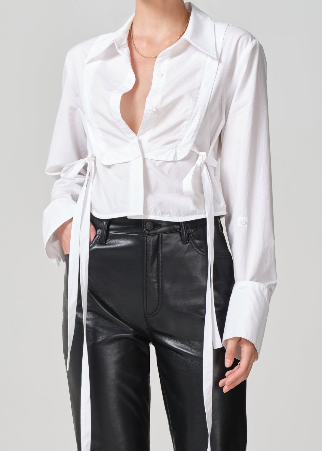 Virginia Tuxedo Bib Shirt in Optic White sold by Citizens Of Humanity