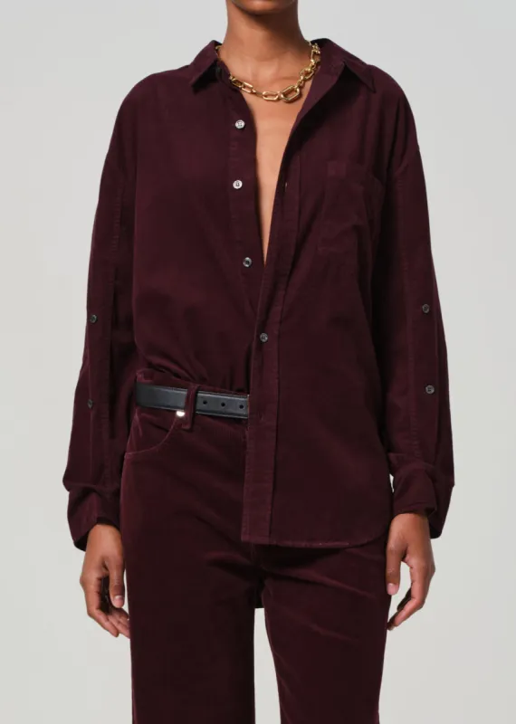 Kayla Shirt Corduroy in Bordeaux sold by Citizens Of Humanity