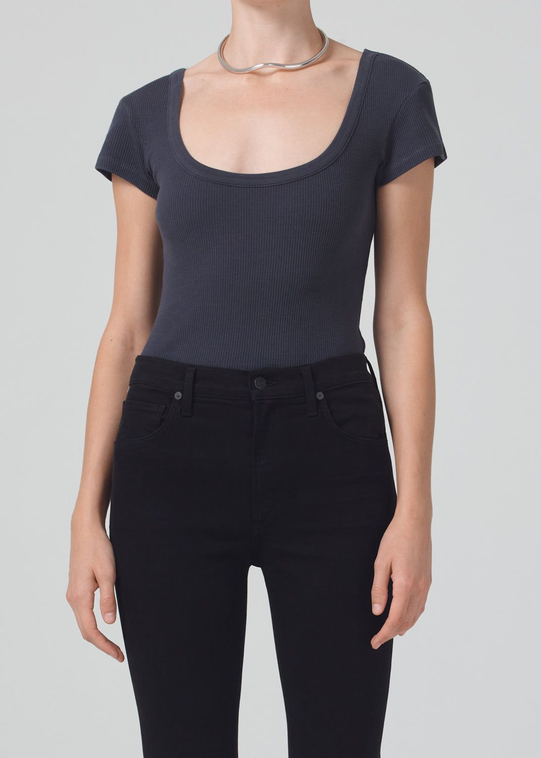 Lima Scoop Neck Tee in Charcoal sold by Citizens Of Humanity