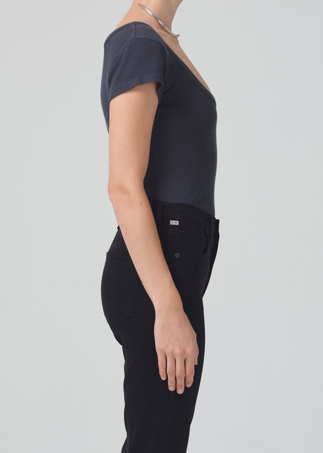 Lima Scoop Neck Tee in Charcoal sold by Citizens Of Humanity product image thumbnail 3