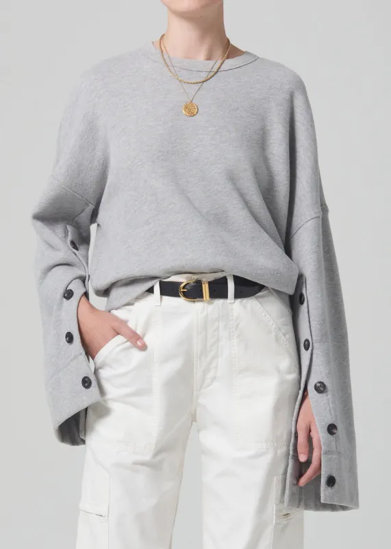 Luella Cape Sleeve Fleece in Heather Grey sold by Citizens Of Humanity