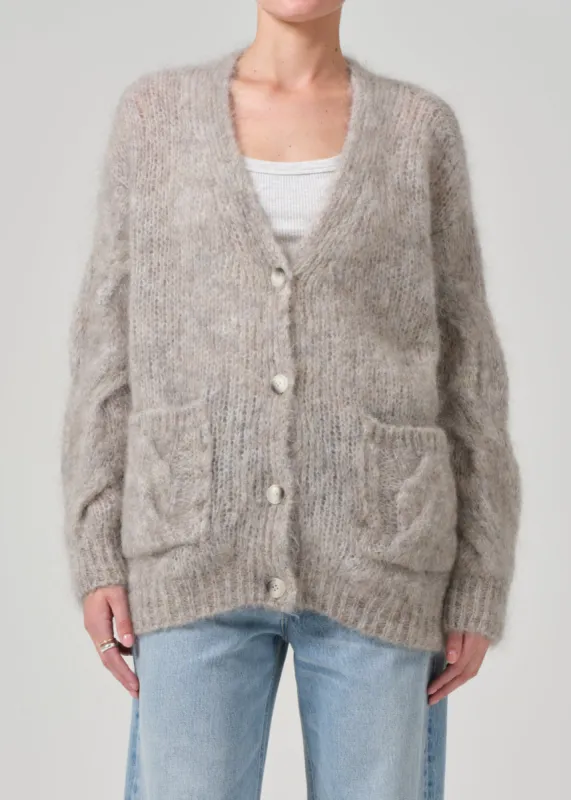 Padma Cable Cardigan in Oatmeal Grey made by Citizens Of Humanity