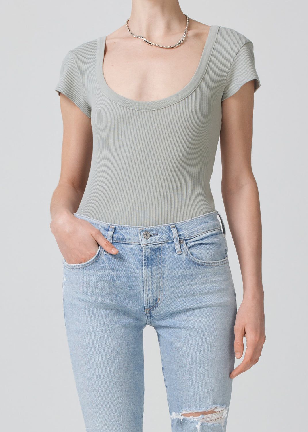 Lima Scoop Neck Tee in Andes sold by Citizens Of Humanity