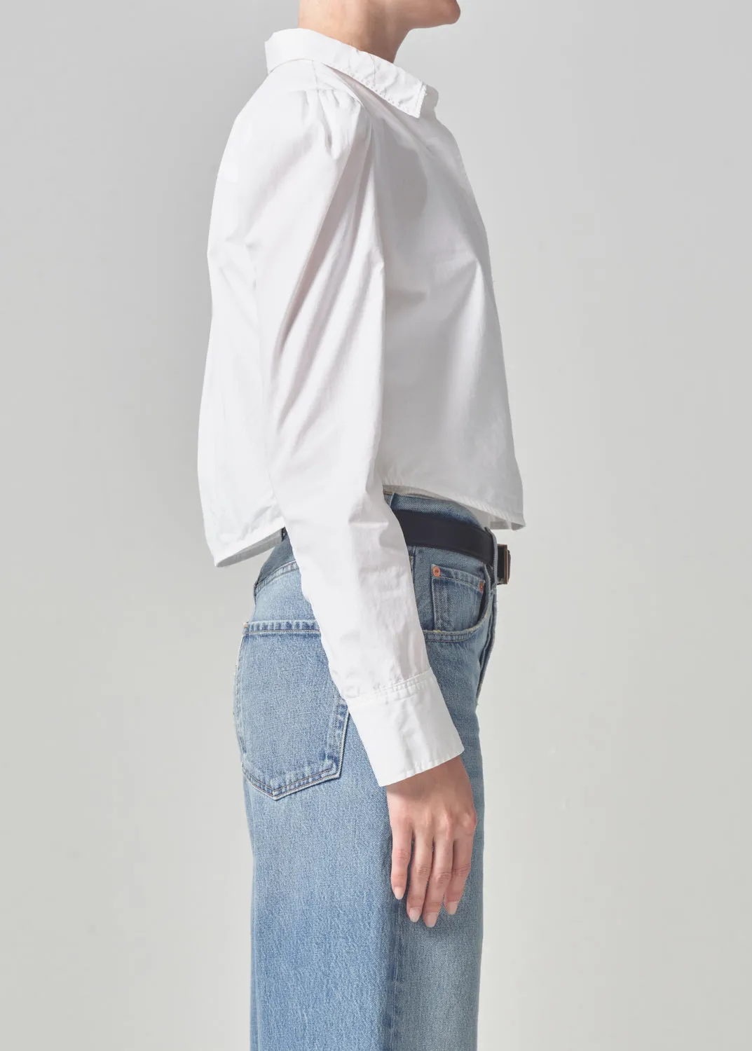 Nia Puff Sleeve Crop Shirt in Optic White sold by Citizens Of Humanity product image thumbnail 3