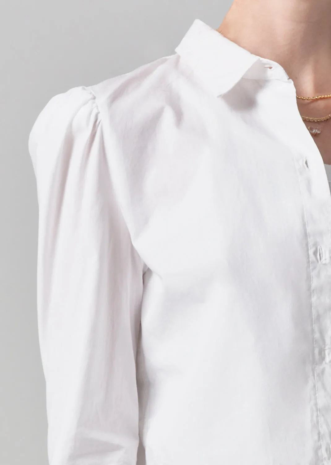Nia Puff Sleeve Crop Shirt in Optic White sold by Citizens Of Humanity product image thumbnail 4