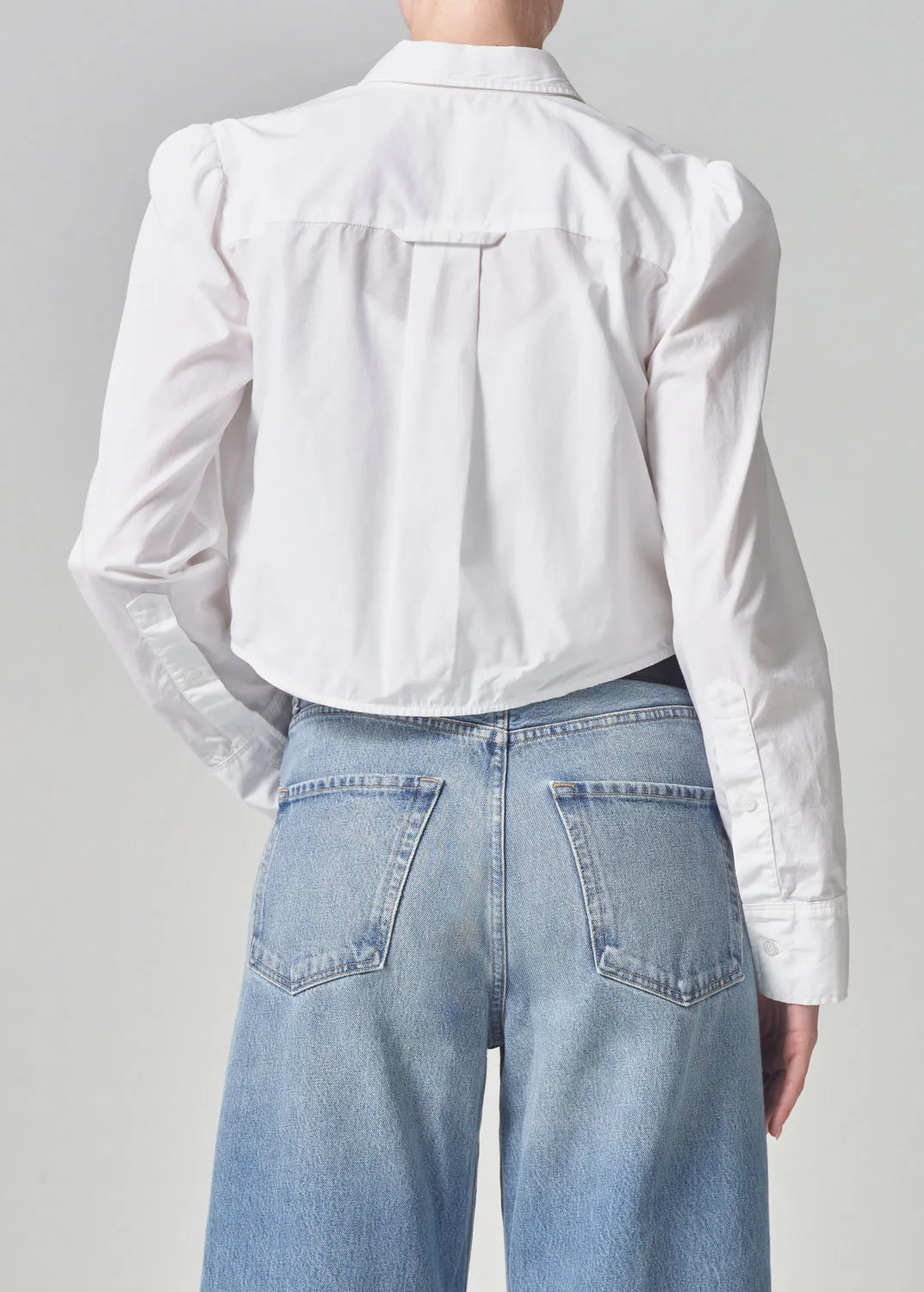 Nia Puff Sleeve Crop Shirt in Optic White sold by Citizens Of Humanity product image thumbnail 2