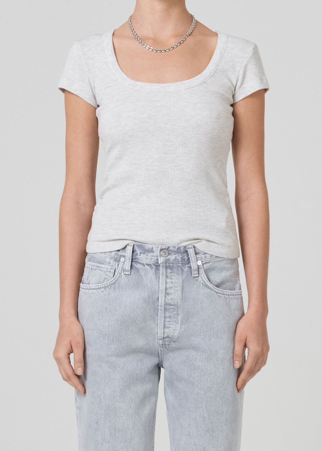 Lima Scoop Neck Tee in Heather Grey sold by Citizens Of Humanity