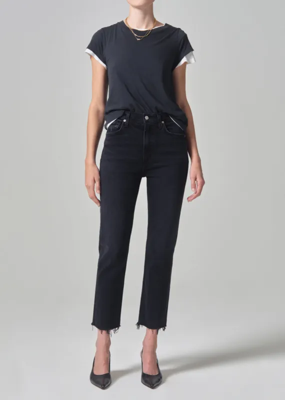 Daphne Crop High Rise Stovepipe in Peppercorn sold by Citizens Of Humanity