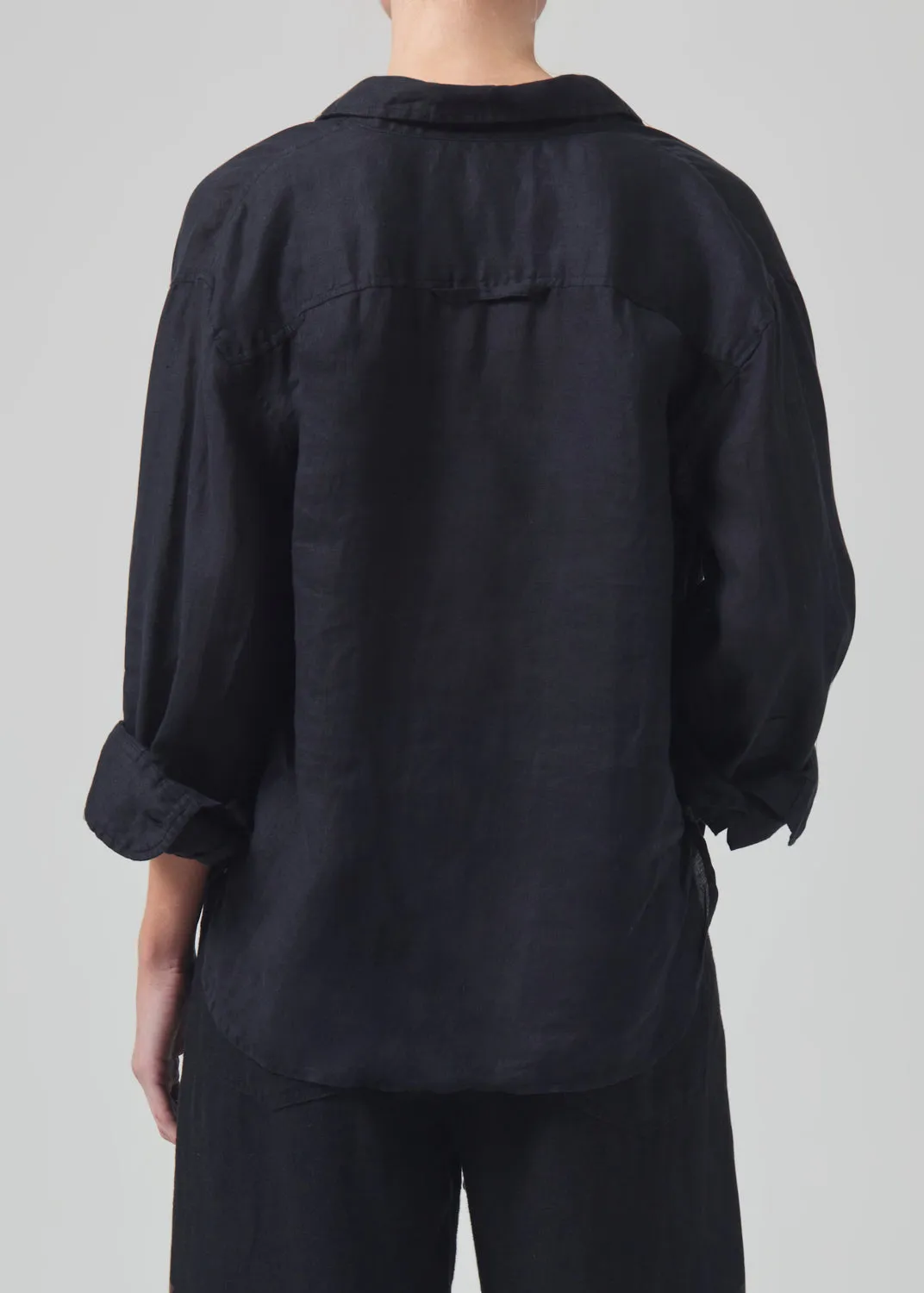 Kayla Shrunken Linen Shirt in Black sold by Citizens Of Humanity product image thumbnail 3