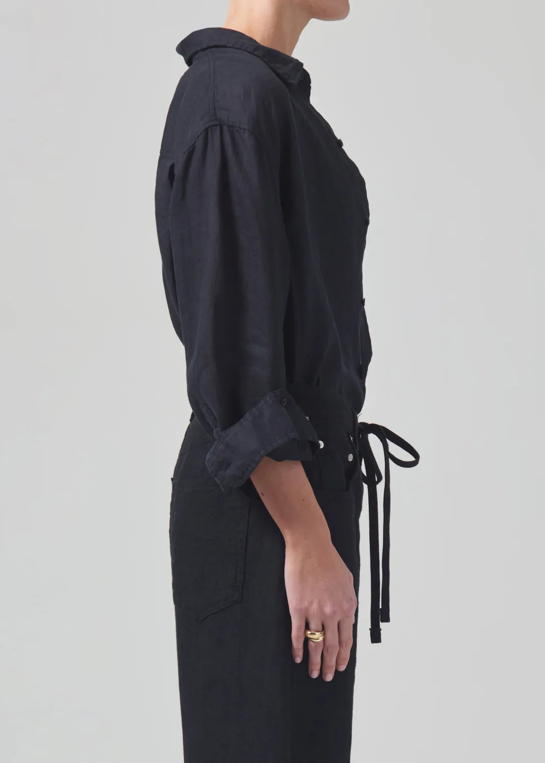 Kayla Shrunken Linen Shirt in Black sold by Citizens Of Humanity product image thumbnail 2