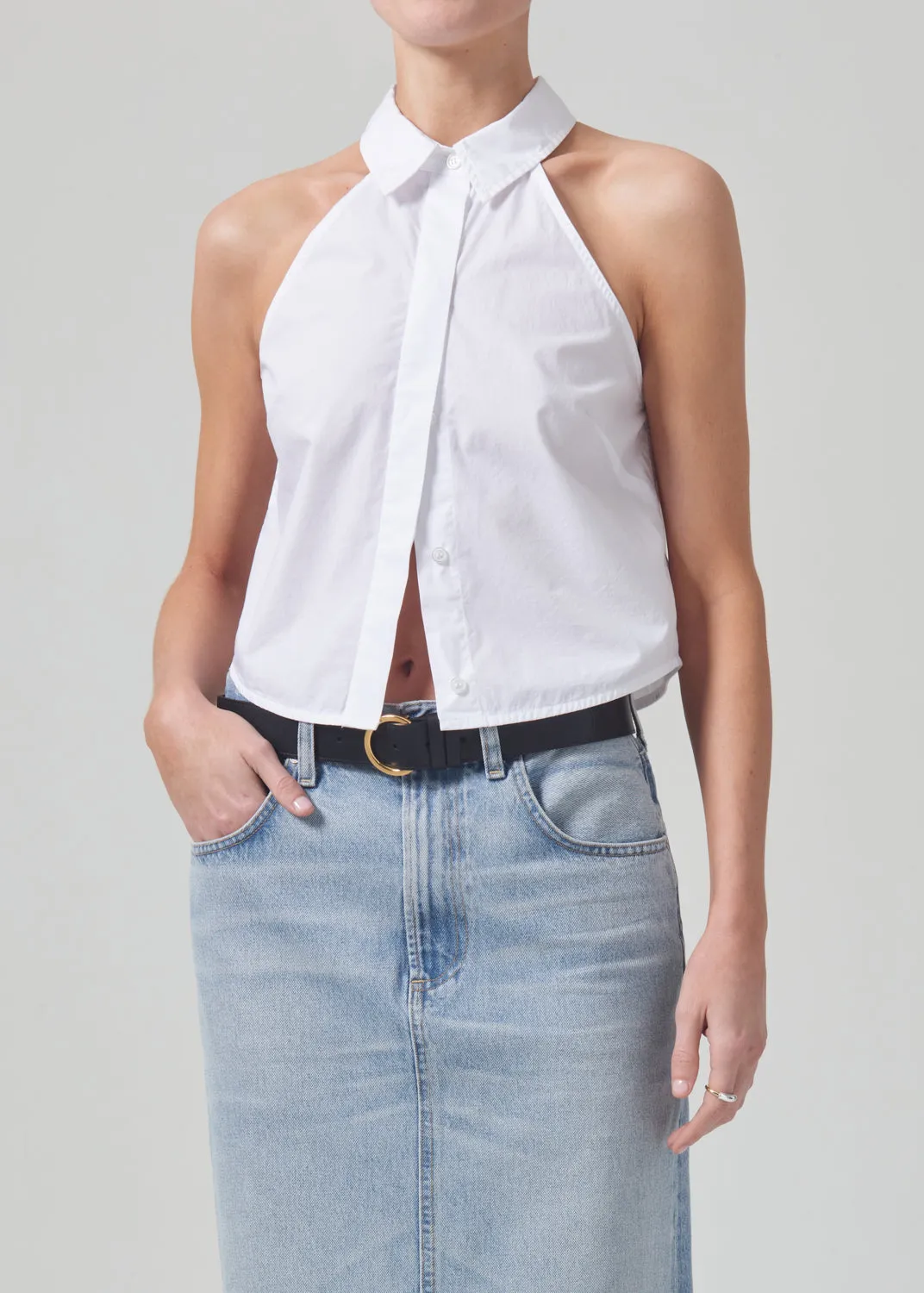 Adeline Sleeveless Shirt in Optic White sold by Citizens Of Humanity