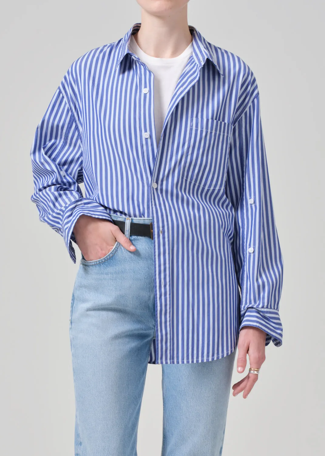 Kayla Shirt in Navy Mesa Stripe sold by Citizens Of Humanity