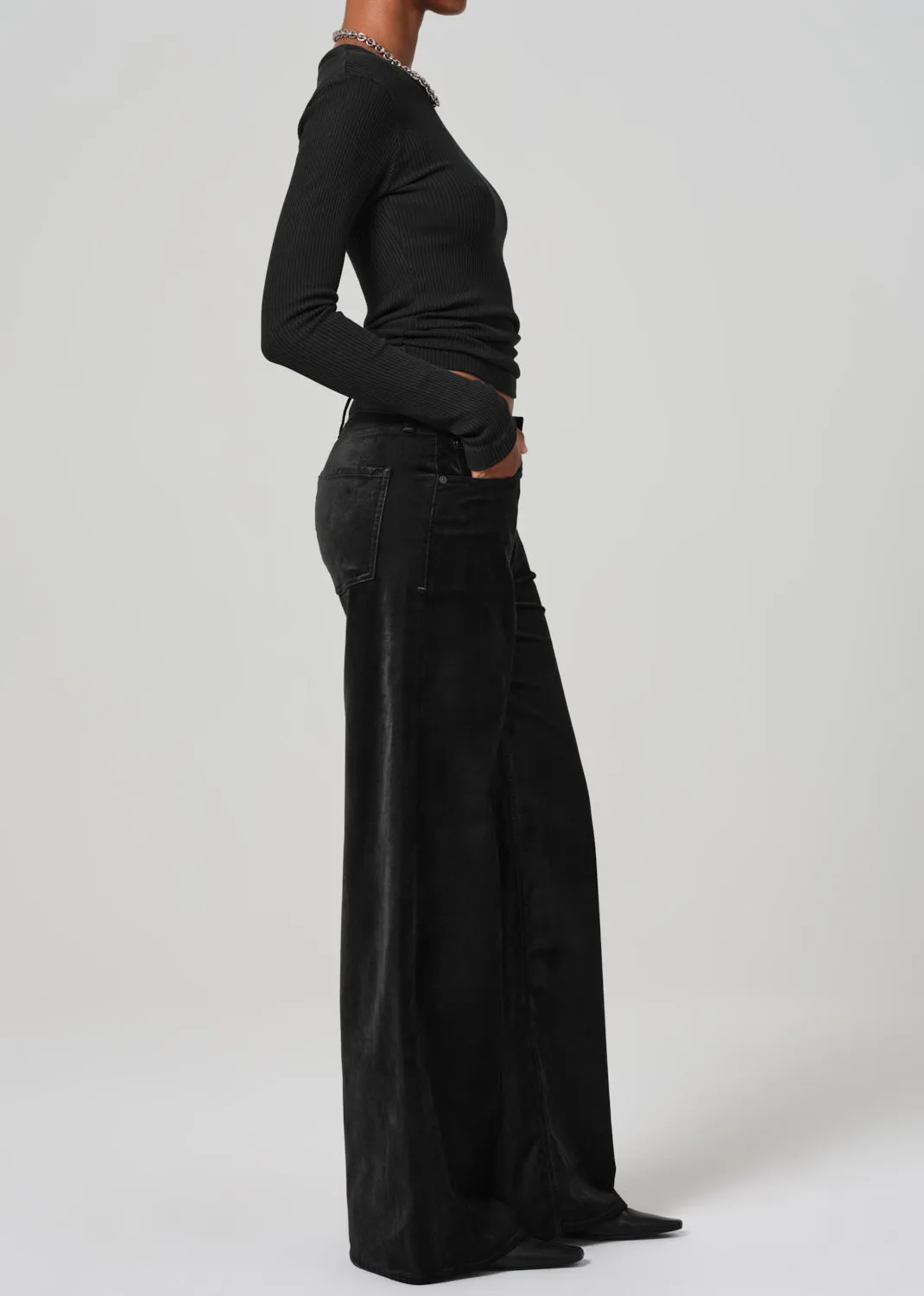 Lolli Mid Rise Baggy Velvet in Black sold by Citizens Of Humanity product image thumbnail 3