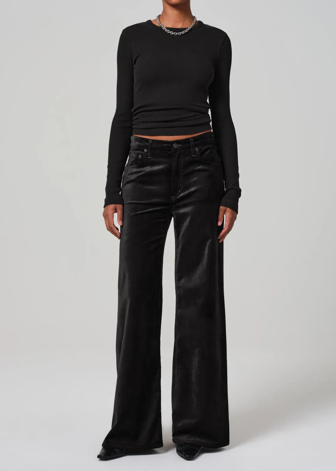 Lolli Mid Rise Baggy Velvet in Black sold by Citizens Of Humanity