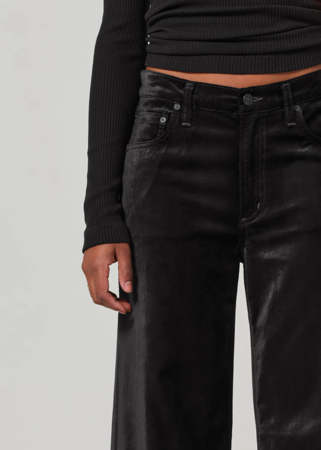 Lolli Mid Rise Baggy Velvet in Black sold by Citizens Of Humanity product image thumbnail 5