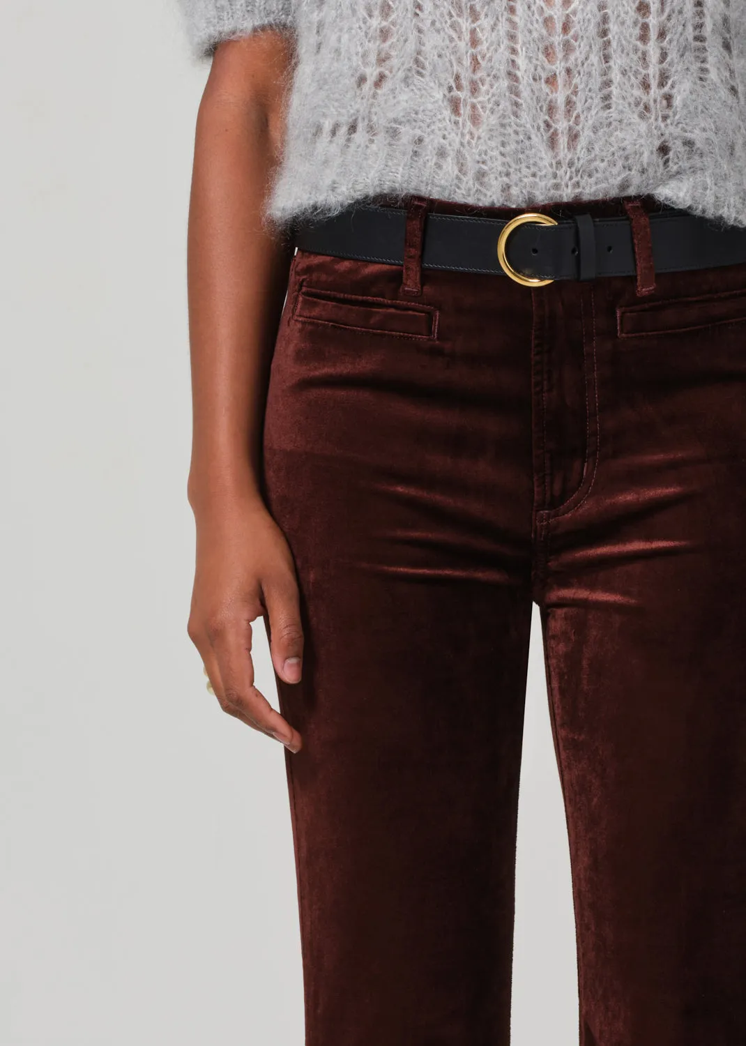 Lilah Flare With Welt Pocket Velvet in Chocolate Milk sold by Citizens Of Humanity product image thumbnail 5