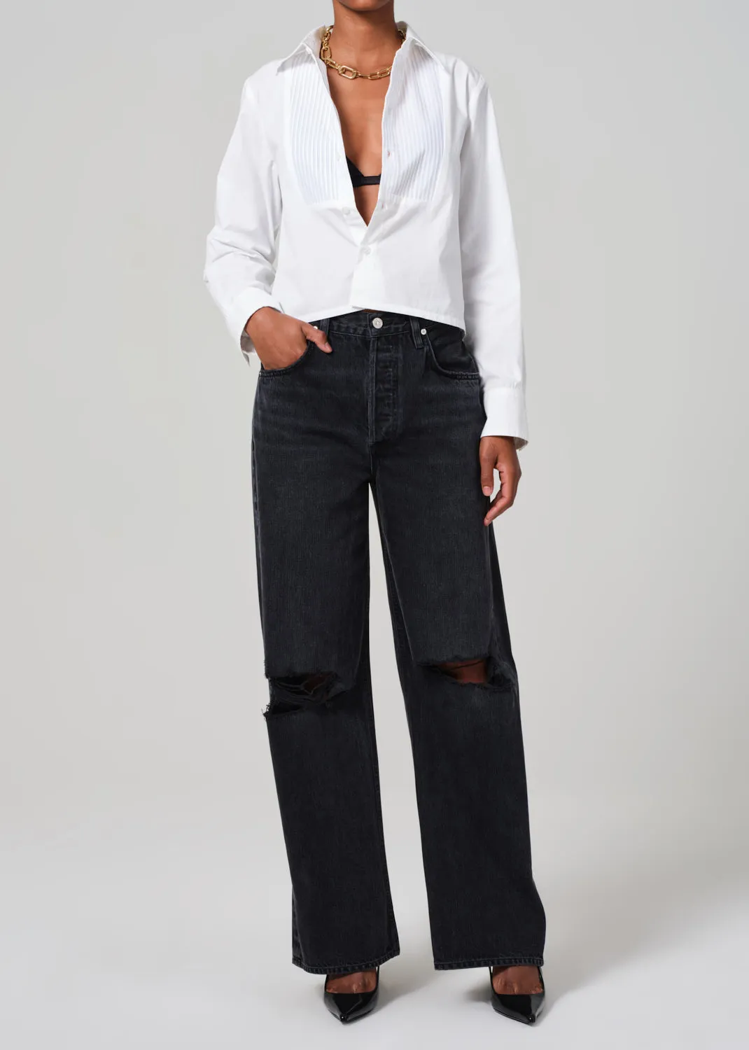 Fino Boxy Cropped Tuxedo in White sold by Citizens Of Humanity product image thumbnail 5