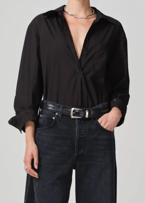 Aave Oversized Cuff Shirt in Black sold by Citizens Of Humanity