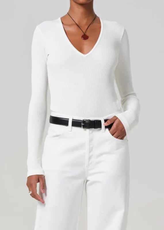 Helsa Deep V Bodysuit in Pashmina sold by Citizens Of Humanity